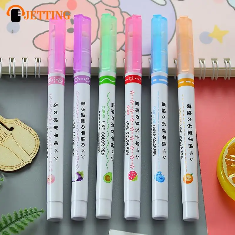 6 Kleuren Curve Lijn Marker Markeerstift Schets Pastel Markers Tekening Decoratie Manga Markers Voor Art Tekening Doodling