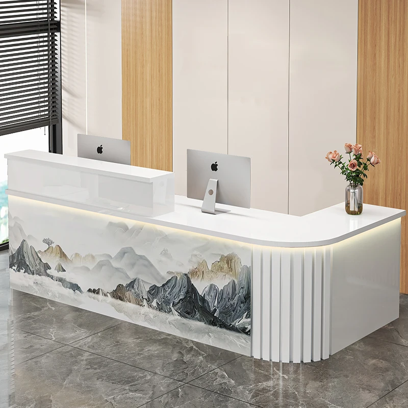 Storage Trendy Reception Desk Counter Decorations Beauty Hair Salon Reception Desk Counter Luxury Modern Commercial Furniture