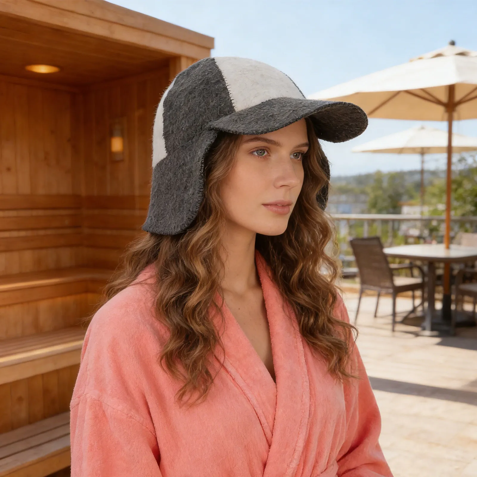 Felt Sauna Hat Unisex Multicolor Warm Steam Room Cap Ear Protection Russian Banya Bath House Hair Protector Spa Accessory