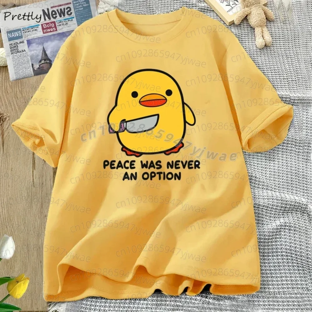 Peace Was Never An Option Cute Animal Tshirt Funny Goose Graphic T Shirts Summer Casual Short Sleeve Tops kids t-shirt