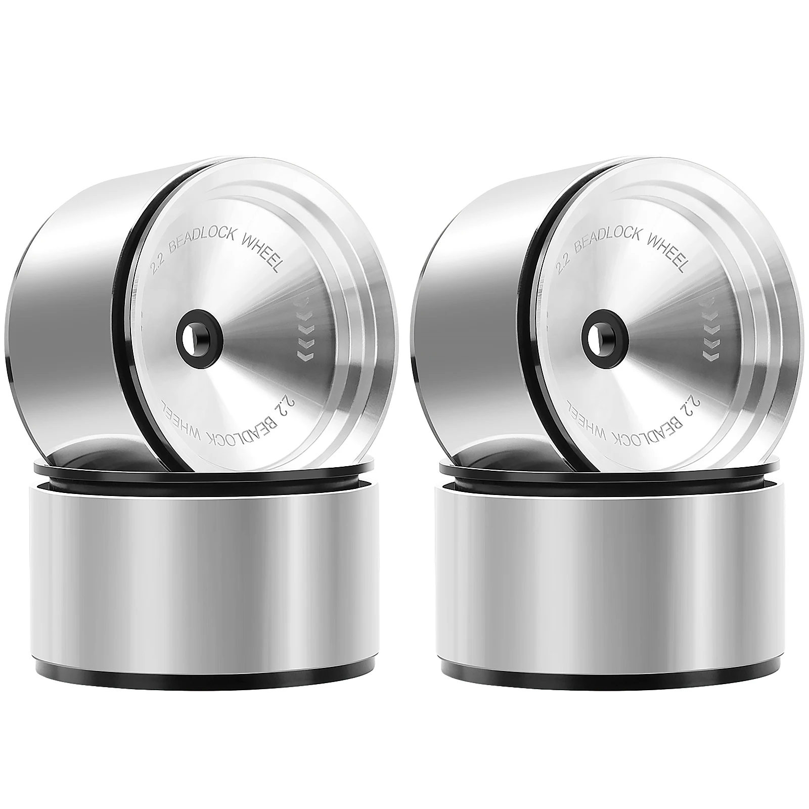 DashRC 2.2インチ ビードロックホイールリム、オフセット-9mm アルミニウムヘビーホイールハブ TRX4 SCX10 VS4-10 Gen8 1/10 RCクローラーアップグレード用、4個セット