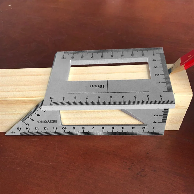 Hoekliniaal van aluminiumlegering Houtbewerkingsliniaal 90 45 graden draailiniaal Multifunctionele driehoekige meetliniaal Houtbewerkingsgereedschap