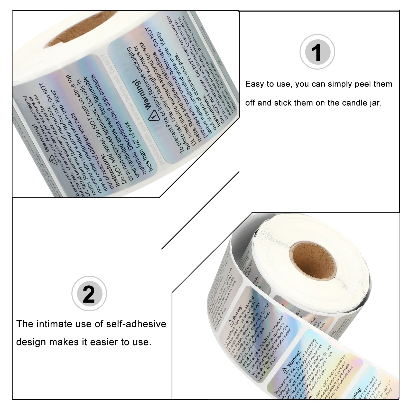 1 Roll Warning Labels Wax Melting Safety Stickers Colorful Smooth Surface Easy Stick Safety Decal