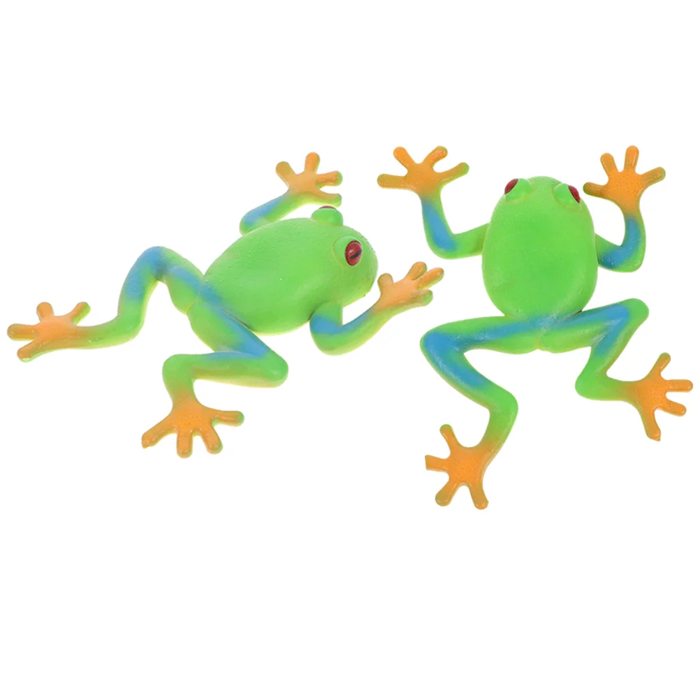 

2 Pcs Frog Shaped Squeeze Soft Plastic Funny Fidget Toy for Children Party Gift Compact Portable Safe Emotional