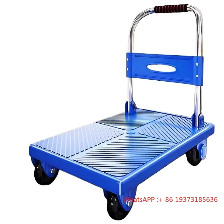 

110*65 Load King 600kg Flat Cart Portable Four-Wheel Mute Shopping Trolley Steel Construction Foldable Pulling Warehouse