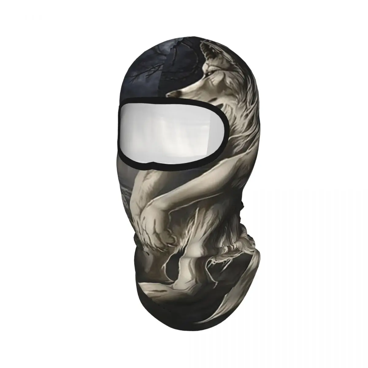 Emo White Wolf Sitting Sad Meme Breathable Balaclava Full Face Mask Sun Protection Neck Gaiter For Motorcycle Fishing Outdoor