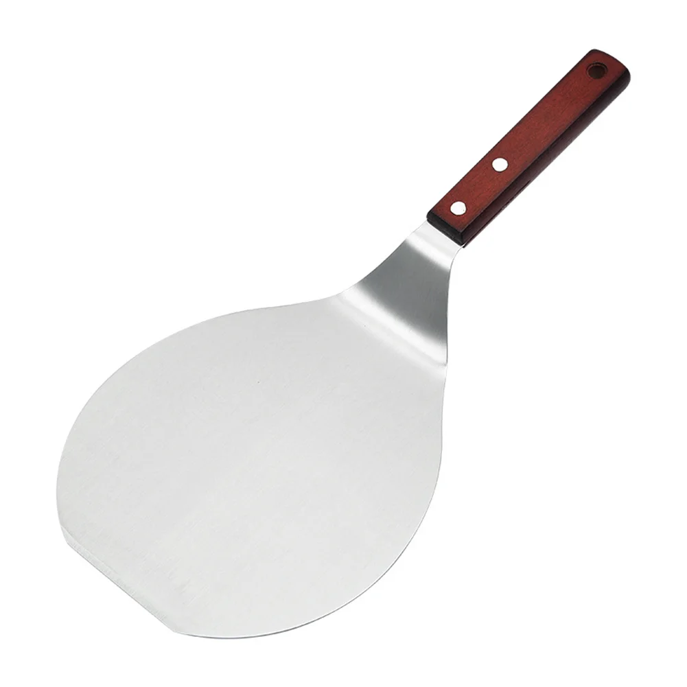 Stainless Steel Pizza Shovels with Wood Handle Round Pizza Spatula Cake Shovel Bread Cutter Kitchen Baking Turner Accessories