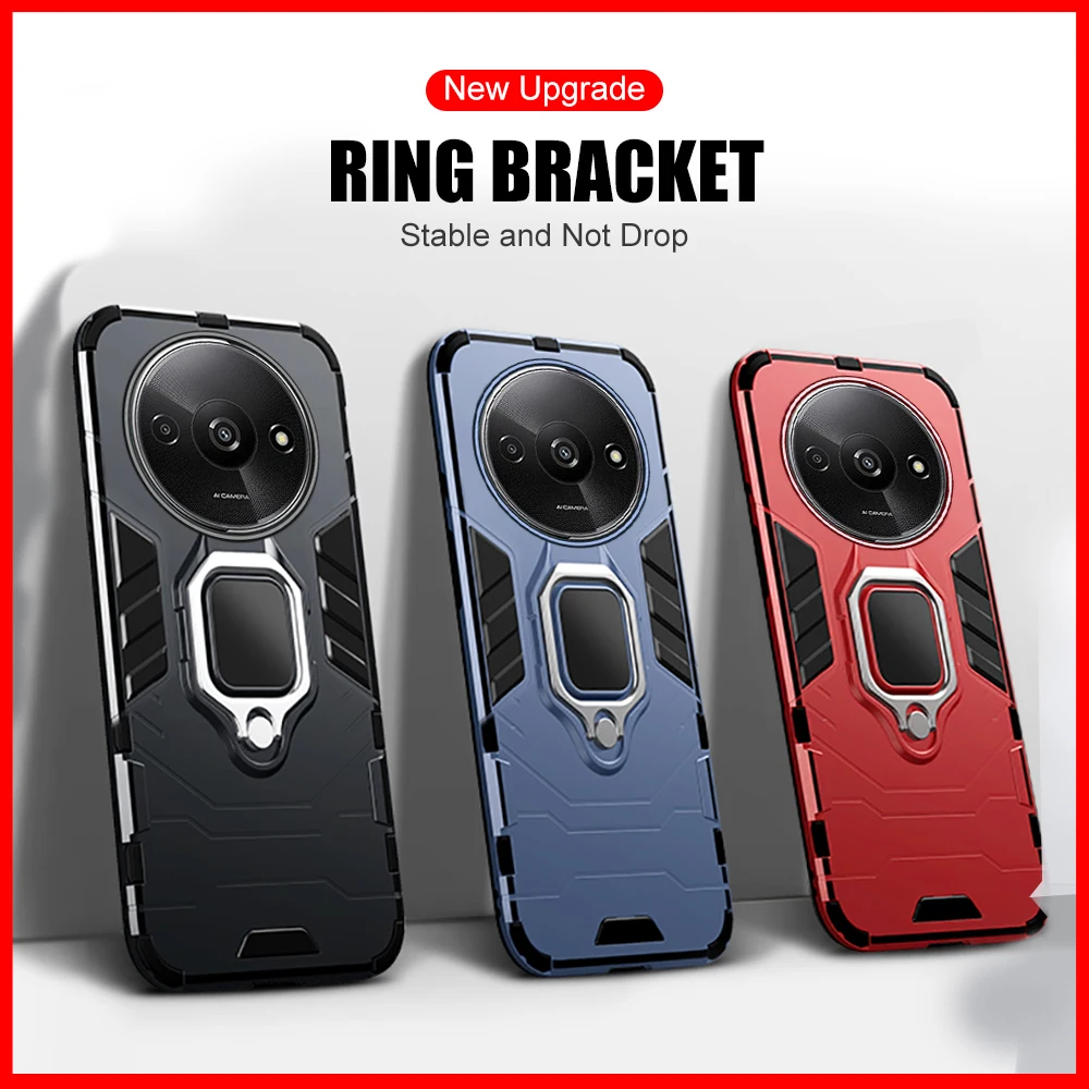 Anti Drop Case For Xiaomi Redmi A3 Cover Shockproof Ring Holder Shell For redmia3 redme A 3 RedmyA3 3A Car Magnetic Bumper Capas