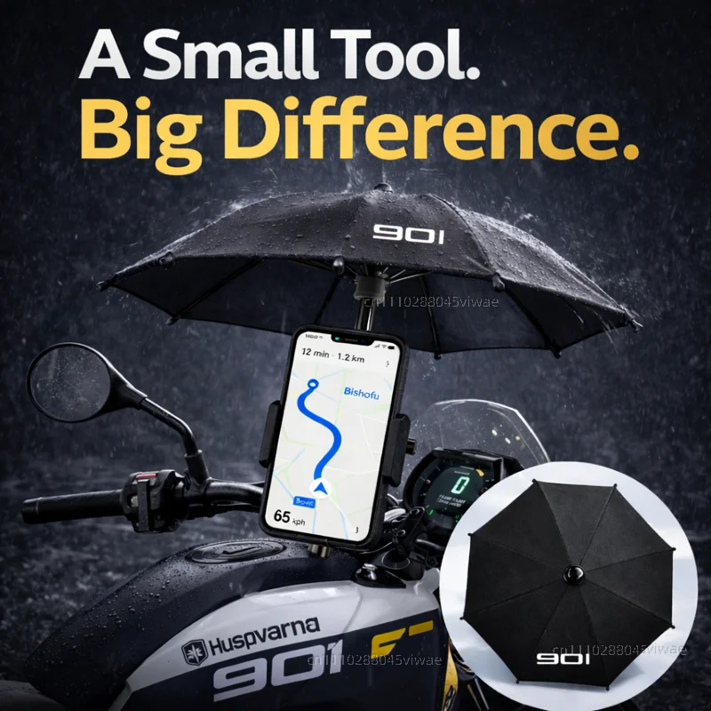 

For Husqvarna 901 Motorcycle Phone Umbrella Holder Waterproof Sunshade Anti Glare Rainproof Handlebar GPS Mount