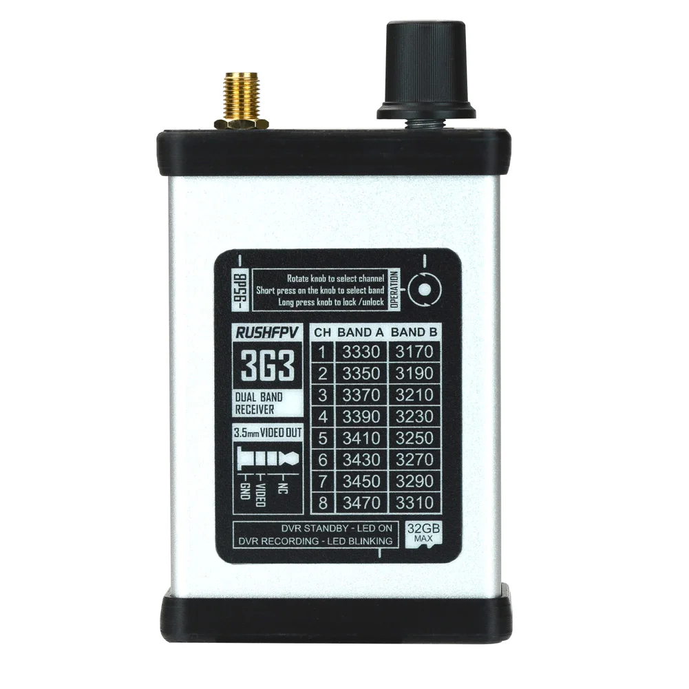 RushFPV 3,3G VRX 2W VTX 8CH 2000MW Audio Video FPV módulo receptor transmisor 7-30V para RC remoto multirotor piezas de bricolaje