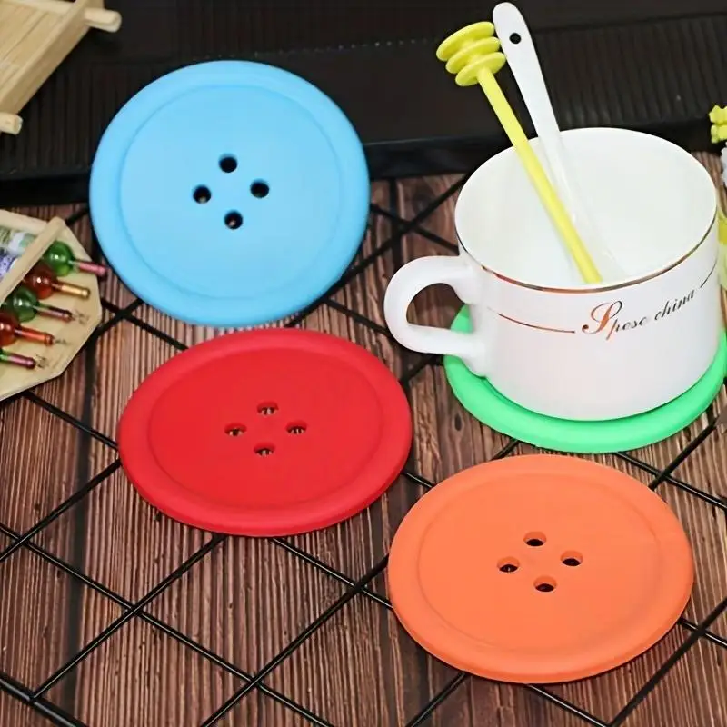 1/3/5pcs Reusable Silicone Cup Pads Anti-Slip Heat Insulation Waterproof Coasters for Home Bar Coffee Table Tea Drink Use