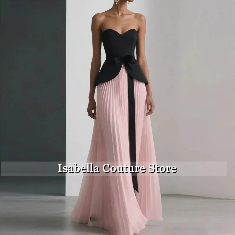 

Toofgon Elegant Women Evening Dresses Strapless Black and Pink Party Dress 2026 Prom Gown for Formal Occasion Customized ﻿