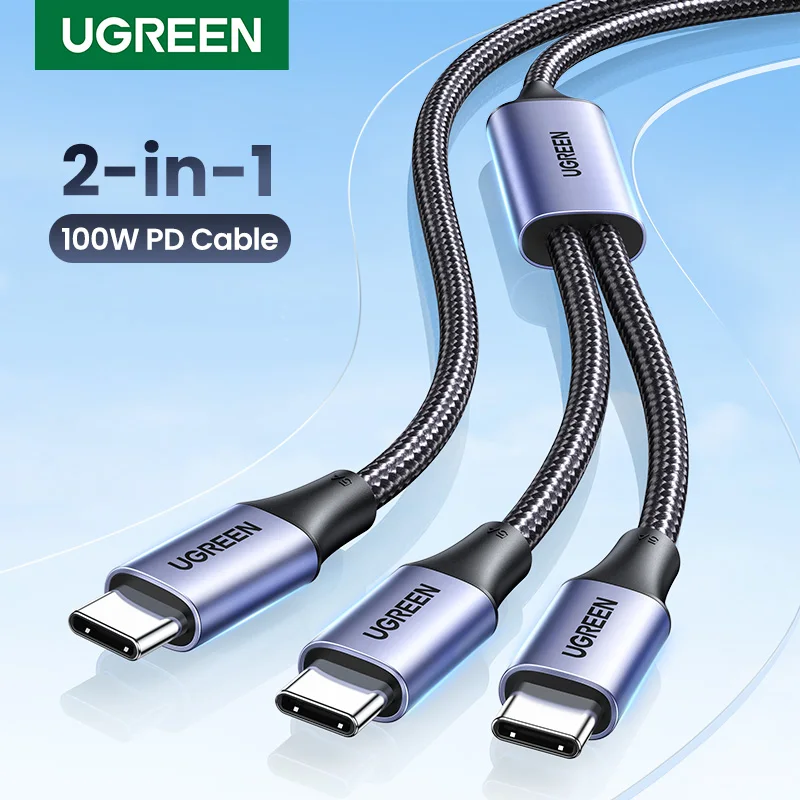 UGREEN 100W 2 In 1 USB C to USB C PD Fast Charging for iPhone 15 Pro Galaxy S24 Laptop 5A USB Type C Charging Cable 2 in 1 USB