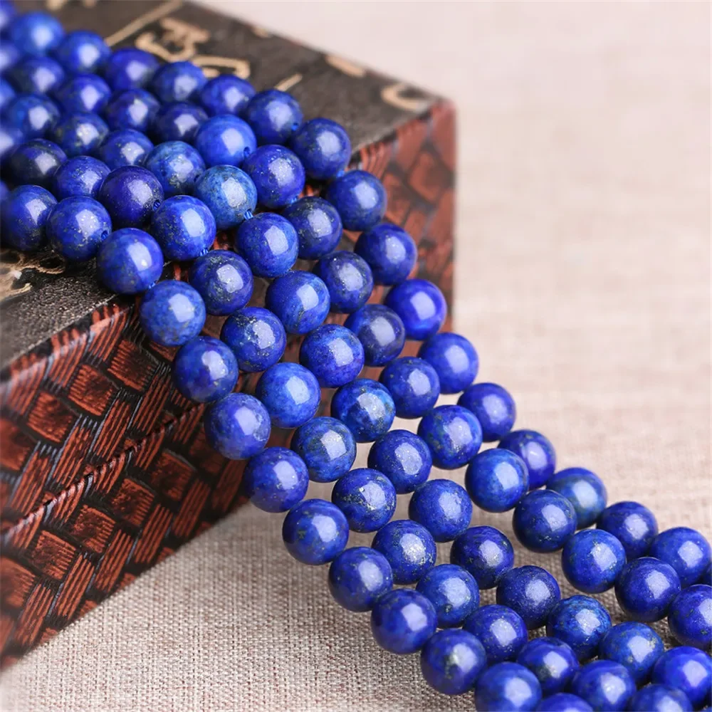 Enhanced Natural Lapis Lazuli Beads 6mm-14mm Smooth Polished Round 15 Inch Strand