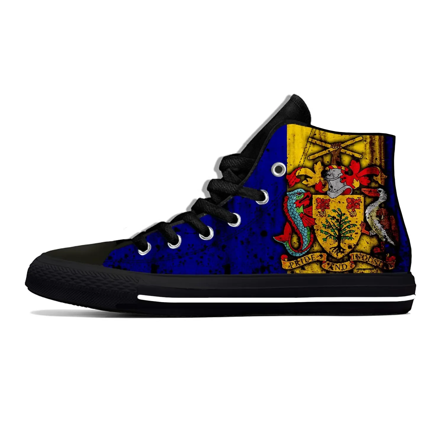 Barbados Flag Patriotic Pride Cool Funny Fahsion Casual Cloth Shoes High Top Comfortable Breathable 3D Print Men Women Sneakers