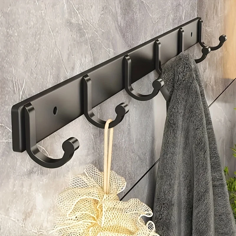 3 Hooks One Row Hangers Kitchen Towels Clothes Hats Toilet Towel Rack Storage Wall Mounted Door Back Rod Hook