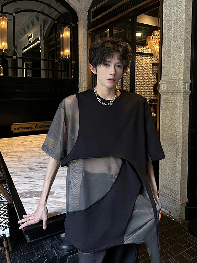 

Мужская летняя футболка с асимметричным кроем и уникальным дизайном, модель Cleanfit, уличная одежда, короткий рукав