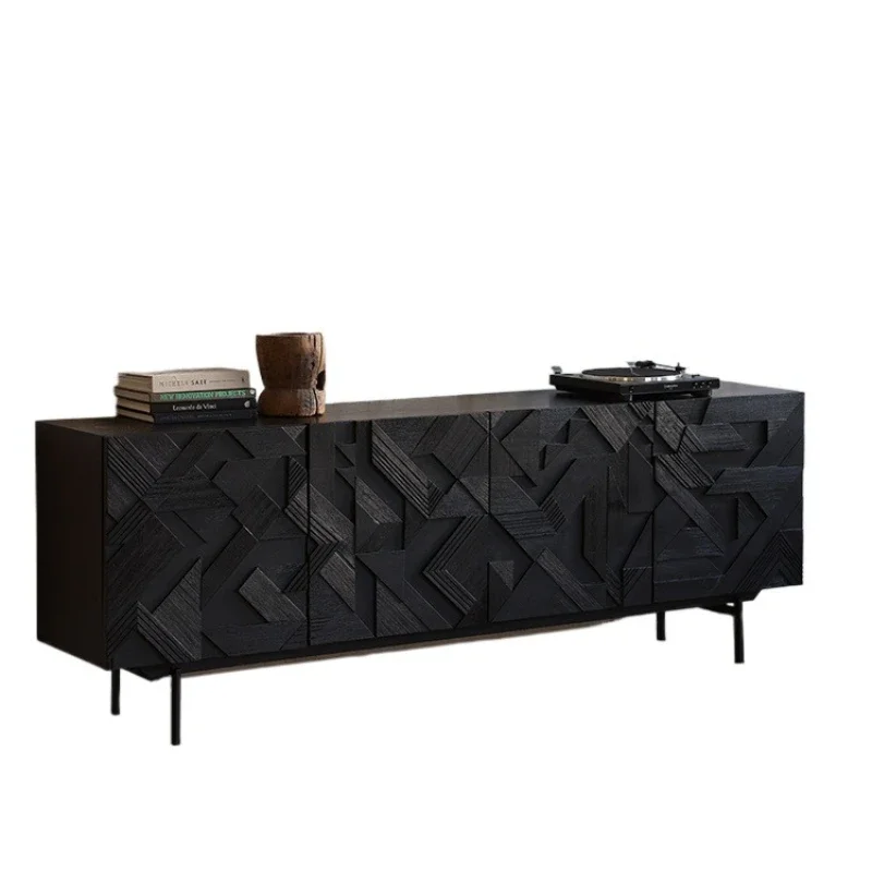

Imported teak carved with damping hinge side cabinet, chest cabinet, black dining edge