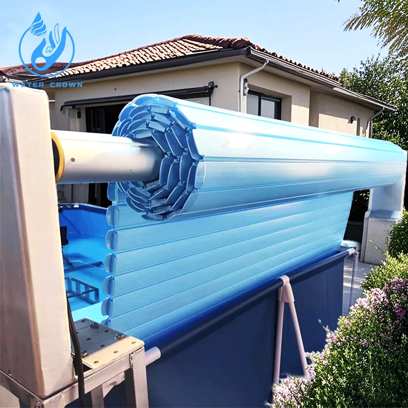 High Demand Automatic PC Slatted Swimming Pool Cover with Crown Leaf Blocker & Evaporation Reducer Reels Included, Deposit