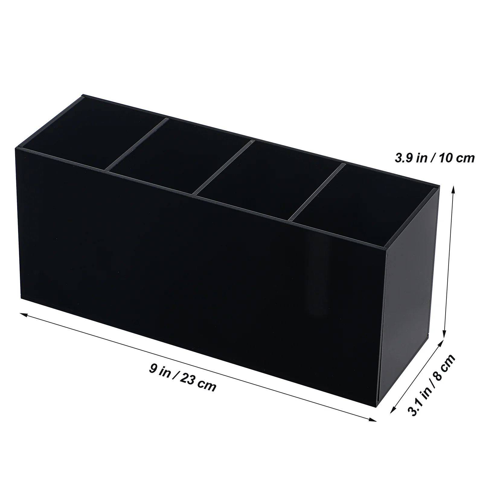 حامل مكتب منظم القلم الأكريليك 4 مقصورات قلم رصاص مدمج فرشاة للمكياج تخزين القرطاسية اللوازم المكتبية #5