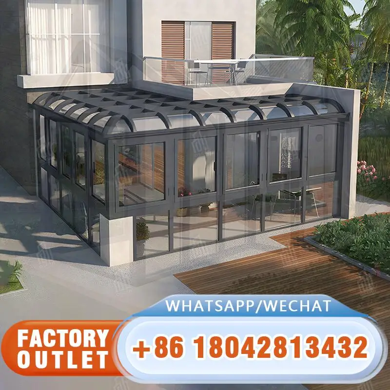 

Плоское сборное индивидуальное решение для строительства алюминиевого стекла для домашнего офиса, сада, современного дизайна, солнечной комнаты