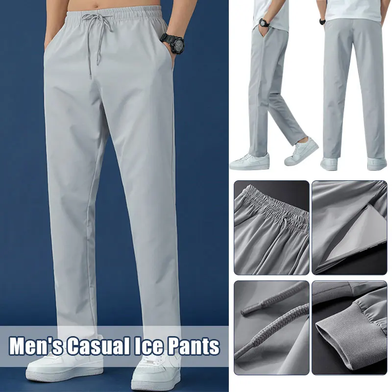 

Sweatpants/Straight Ice Silk Breathable Stretch Pants Summer Quick Dry Gym Sports Running Pants Casual Outdoor Climbing Trousers