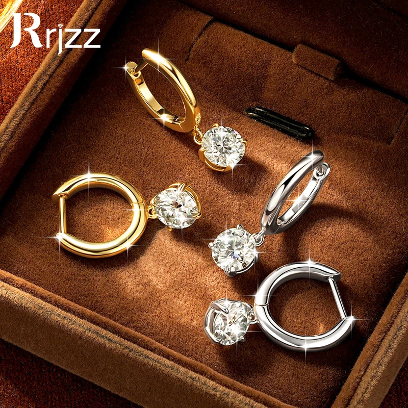 Rrjzz 6,5 mm Solitär-Moissanit-Diamant-Tropfenohrringe, hypoallergen, zierliche Hängeohrringe für Frauen, 1 Karat, Schmuckgeschenke