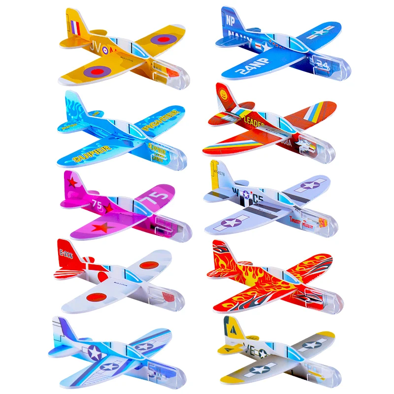 5Pcs Outdoor Launch Fighter Toy Mini DIY Hand Throw Flying Glider Planes Kids Game Props Foam Airplane Party Favors Gift