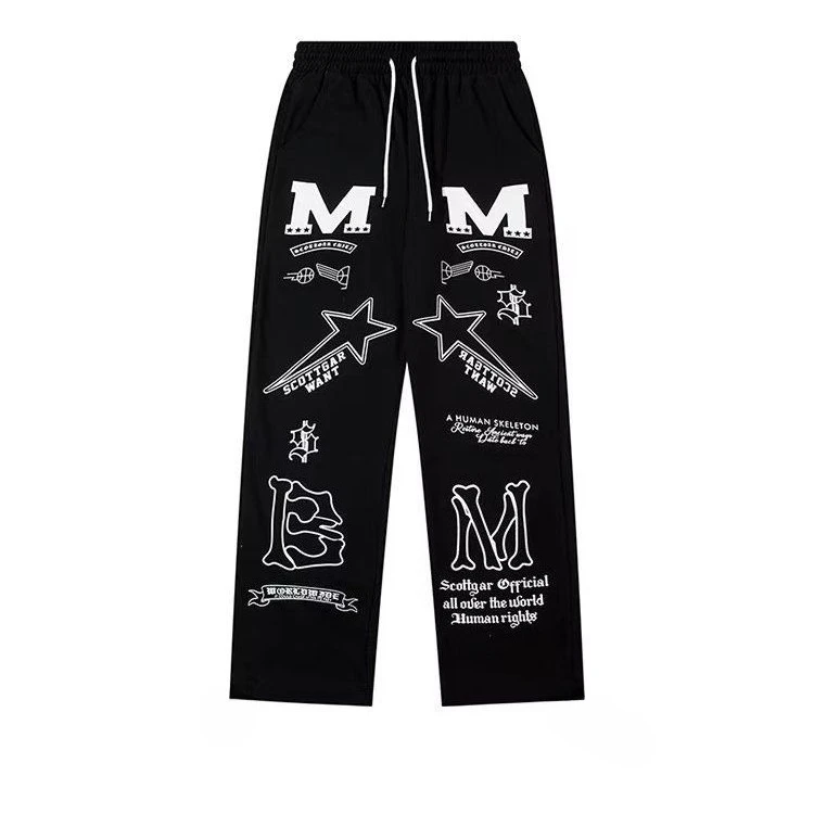 

Spring and Autumn Trendy Hip-hop Graffiti Letter Printed Men's Instagram Streetwear Brand Versatile and Street Pants
