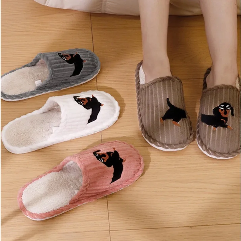 House Fuzzy Slipper Women Sausage Dog Puppy Fluffy Winter Warm Fur Plush Indoor Lazy Female Thermal Furry Home Shoe Flat Ladies