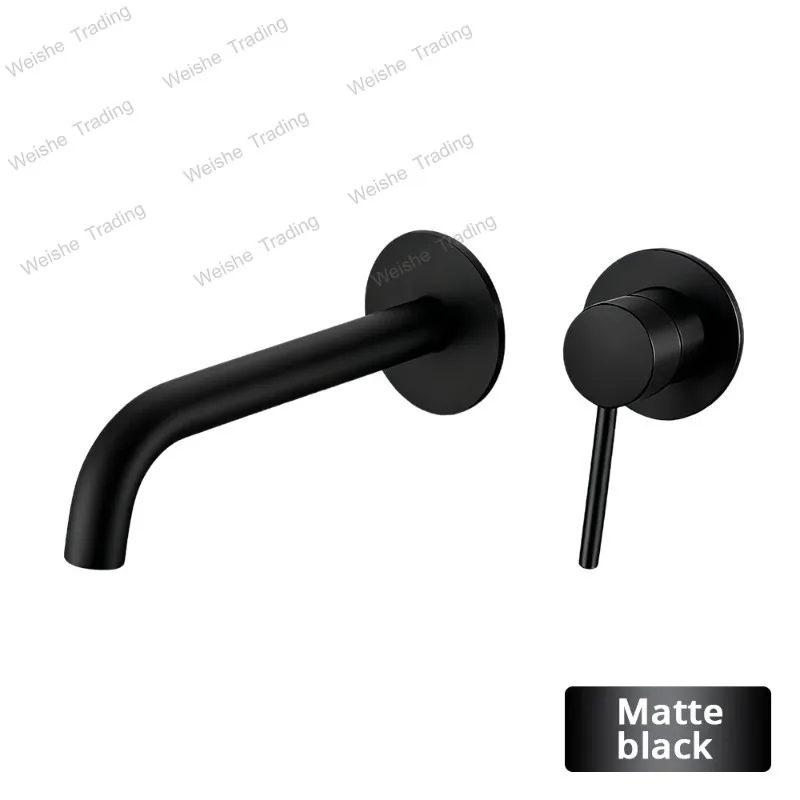 

Wall Mounted Bathroom Faucet Sink Faucet Brass Matte Black Single Handle Hot and Cold Water White Rose Gold