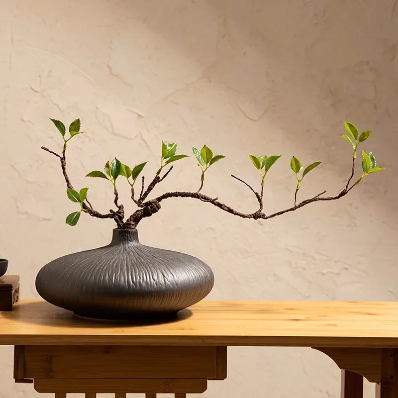 

New Chinese Zen ceramic vase simulation green plant flower arrangement model room soft decoration