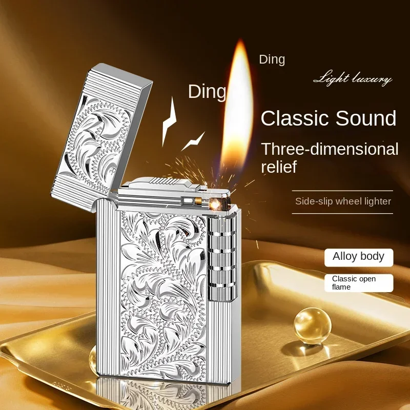 

Luxury Ping Sound Grinding Wheel Gas Flame Lighter Grinding Wheel Butane Lighter Mini Metal Gadget Men's Smoking Accessories