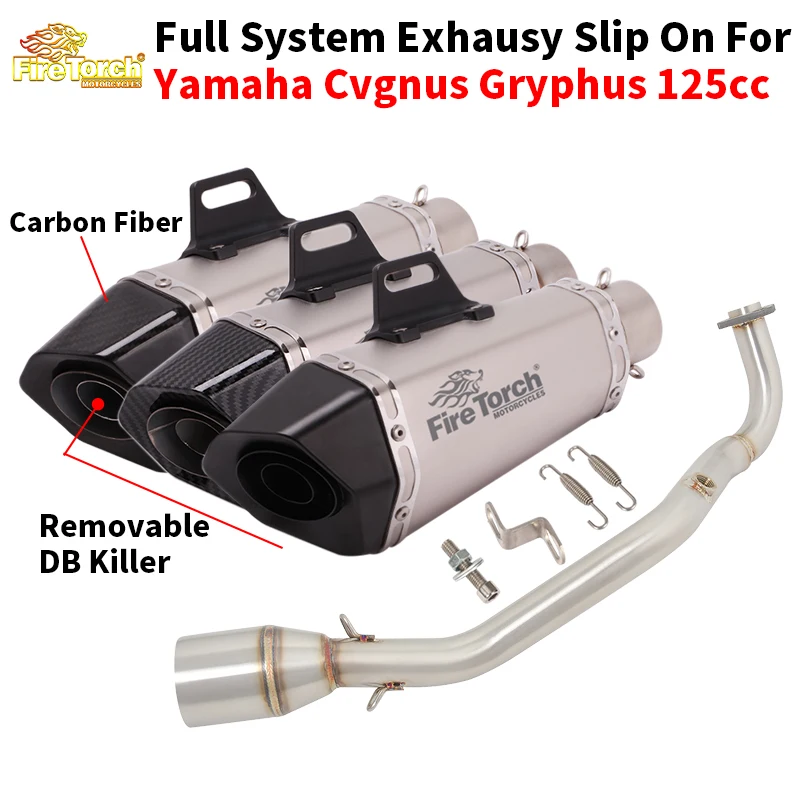 

Slip On For YAMAHA Cygnus Gryphus 125cc Full System Motorcycle Exhaust Escape Modify Link Pipe Muffler Moto Removable DB Killer