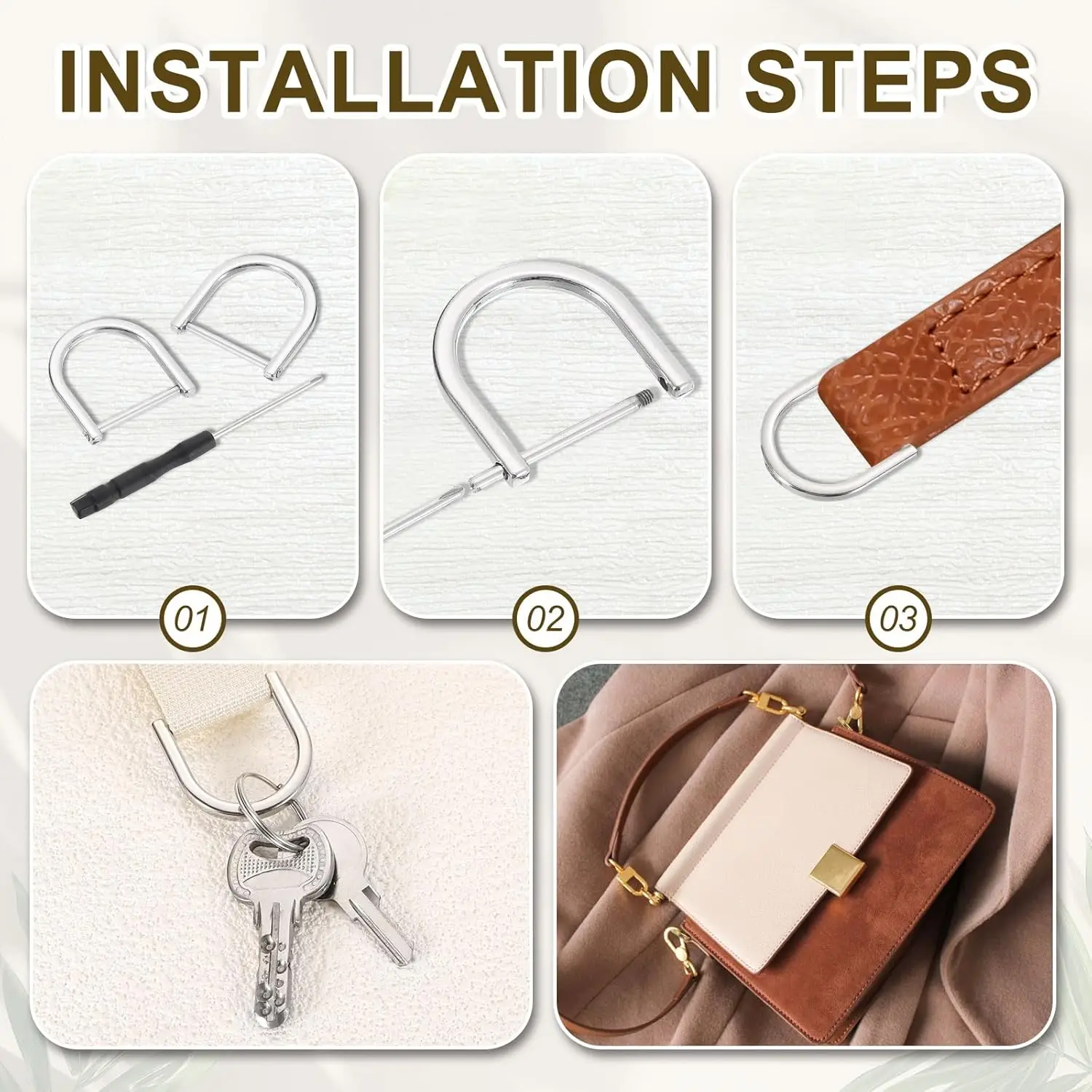 2 個 D リングネジシャックル馬蹄 U 字型 D リング DIY レザーストラップクラフト財布交換アクセサリー