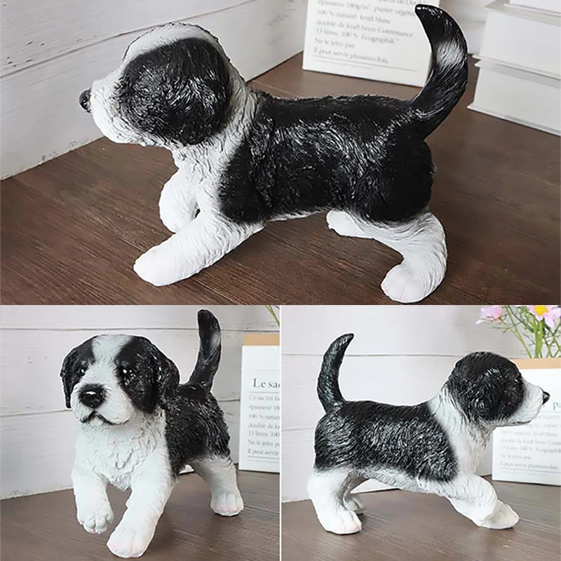 Simulated border collie Dog Ornaments Resin Crafts Garden Decoration Animal Puppy Statue Home Room Decorations Children's Gifts