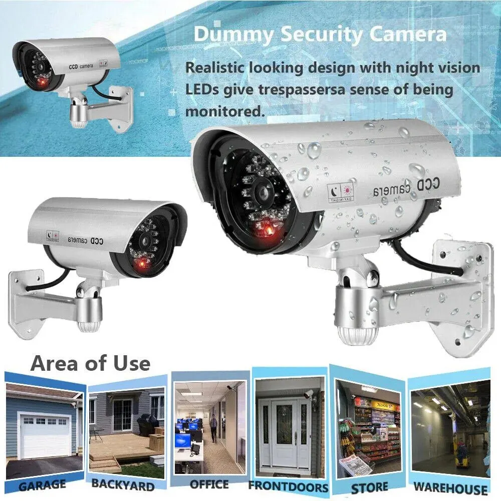 Sicherheit gefälschte Dummy-Kamera Home Office Nachahmung CCTV-Sicherheit blinkt ir rot führte wasserdicht Outdoor Indoor schwarz Silber