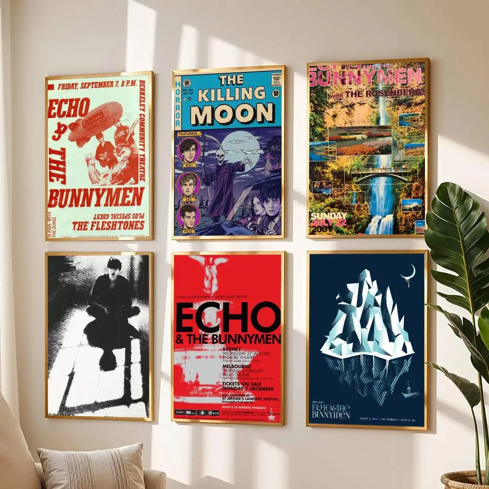 band E-Echo and the Bunnymen-N Painting Calligraphy Boho Botanical Decor for Living Room  Elegant Home Style