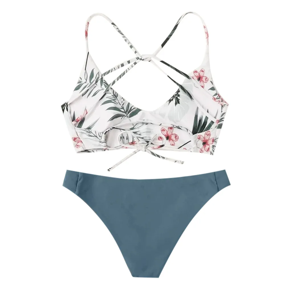 New 2024 Summer Bikini Woman Floral Printed Bikini Two Piece Set Push Up Padded Swimsuit Beach Holiday Swimwear Bathing Suit