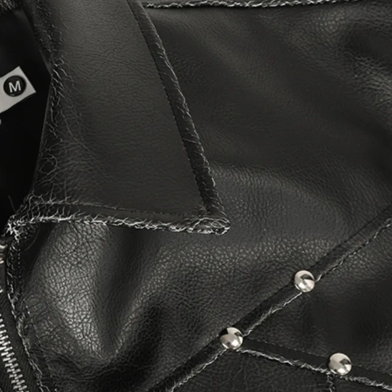 MWJLPWQ الأمريكية متصدع الجلود دراجة نارية برشام سترة الرجال عالية الشارع التلبيب كم طويل بلايز العصرية 2025 الخريف جديد 21293 #3