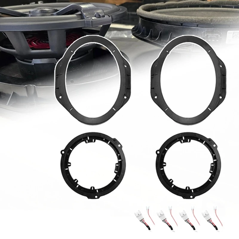 Door Speaker Adapter Rings for Select 4 Door Pickup Models, Direct-Connect Wiring for 2015-2022 F-150, 2017-2021