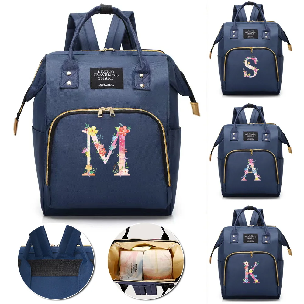 Large Capacity Mommy Backpack Baby Bottle Nursing Bags Pink Letter Series Diaper Bag Travel Essentials Nappy Organize