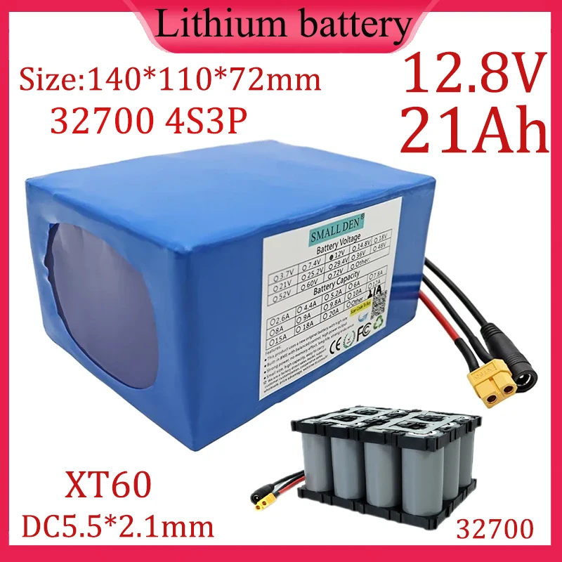 12.8V 21A Lifepo4 battery pack 4S3P-32700 built-in 30A charge and discharge balance BMS toy car solar light golf cart 12V supply