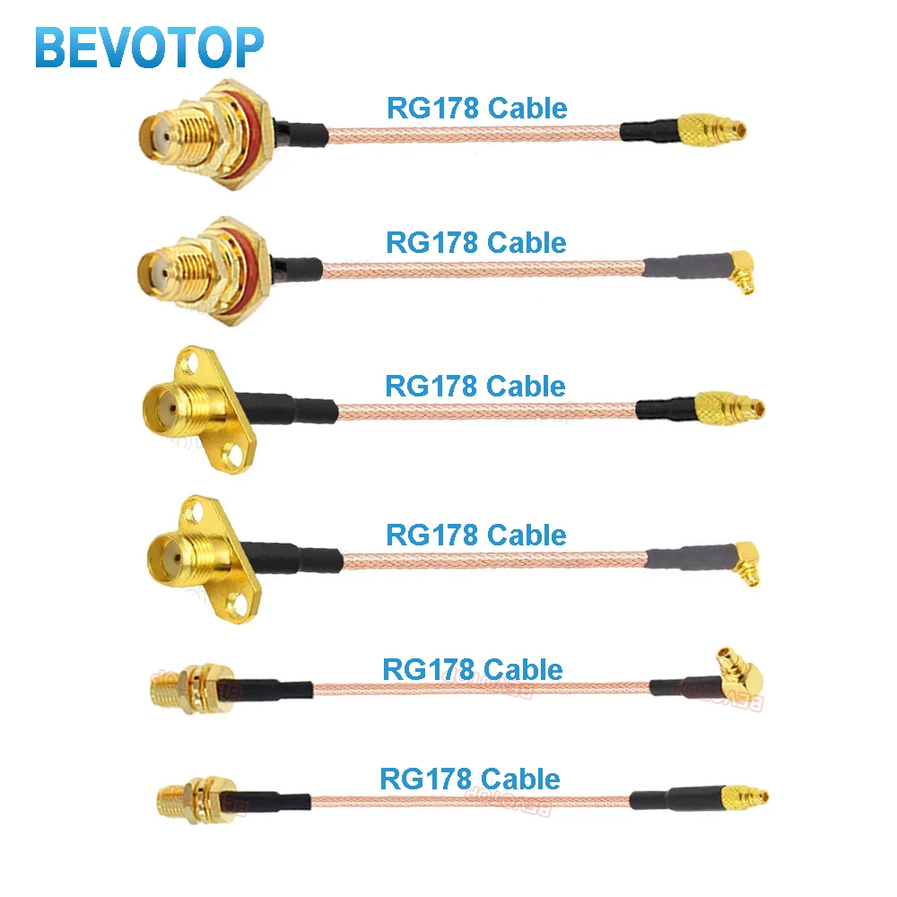 

10PCS Waterproof SMA to MMCX RG178 Cable Coaxial Jumper SMA Female with O-Ring to MMCX Male Straight/180° RG178 Pigtail RF Cable