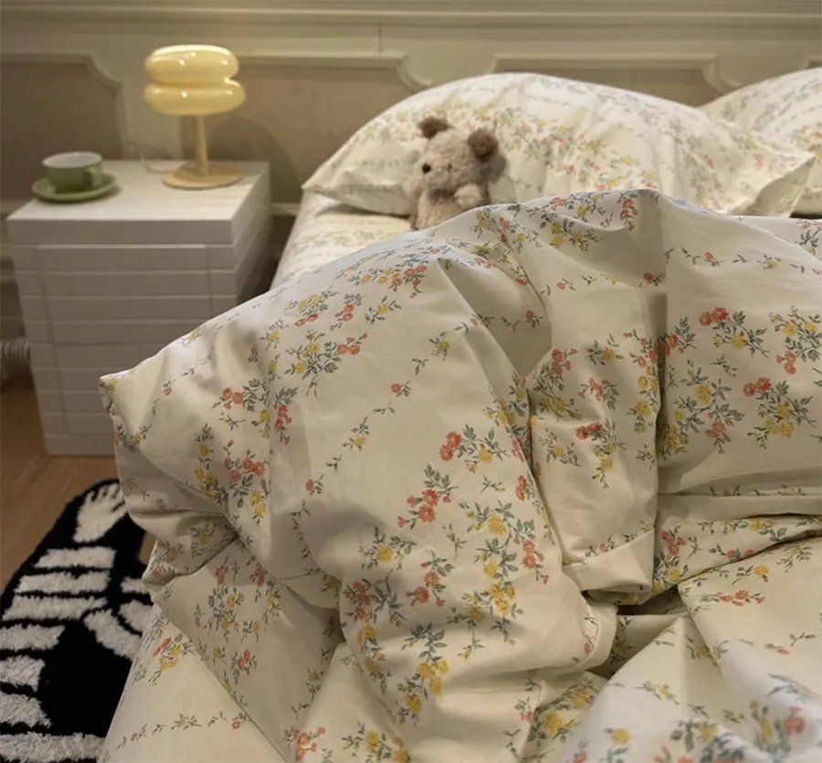 

Fresh yellow red flower bedding set,twin full queen king romantic floral cotton home textile bed sheet pillow case quilt cover