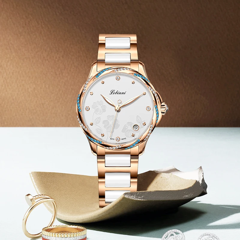 LOBINNI Original Women Luxury Automatic Movement MIYOTA 821A Self-winding Waterproof Date Mechanical Watches Ladies