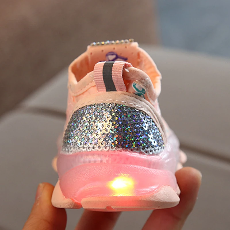 Tenis Kid Glowing Shoes for Girl Boy 2023Spring New Led Shoe Fashion Rhinestone Breathable Mesh Kid Sneaker Casual Shoe Kdi Shoe