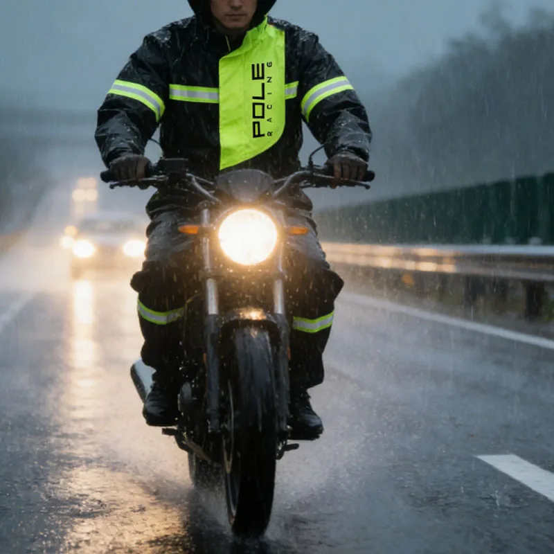 

Мотоциклетный плащ POLE унисекс с разрезом - комплект из тяжелой куртки и брюк с защитой от дождя, ветрозащитный, износостойкий, многоразовый дождевик
