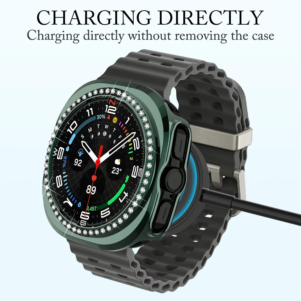 Bling Case for Samsung Galaxy Watch 7 Ultra 47mm Diamond Bumper With Hollow PC Protective Cover for Samsung Galaxy Watch 7 Ultra