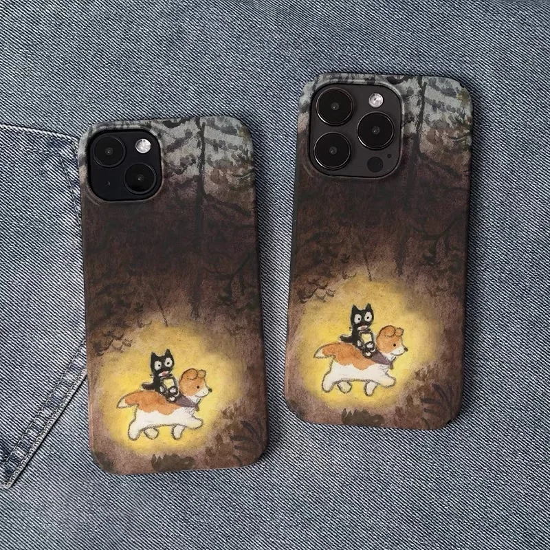 

Ins Korean Night Forest Dog Case for IPHONE 17 16ProMax 15 14 13 12 11 PRO Plus Xr Acrylic TPU Two in One Magnetic Phone Cases